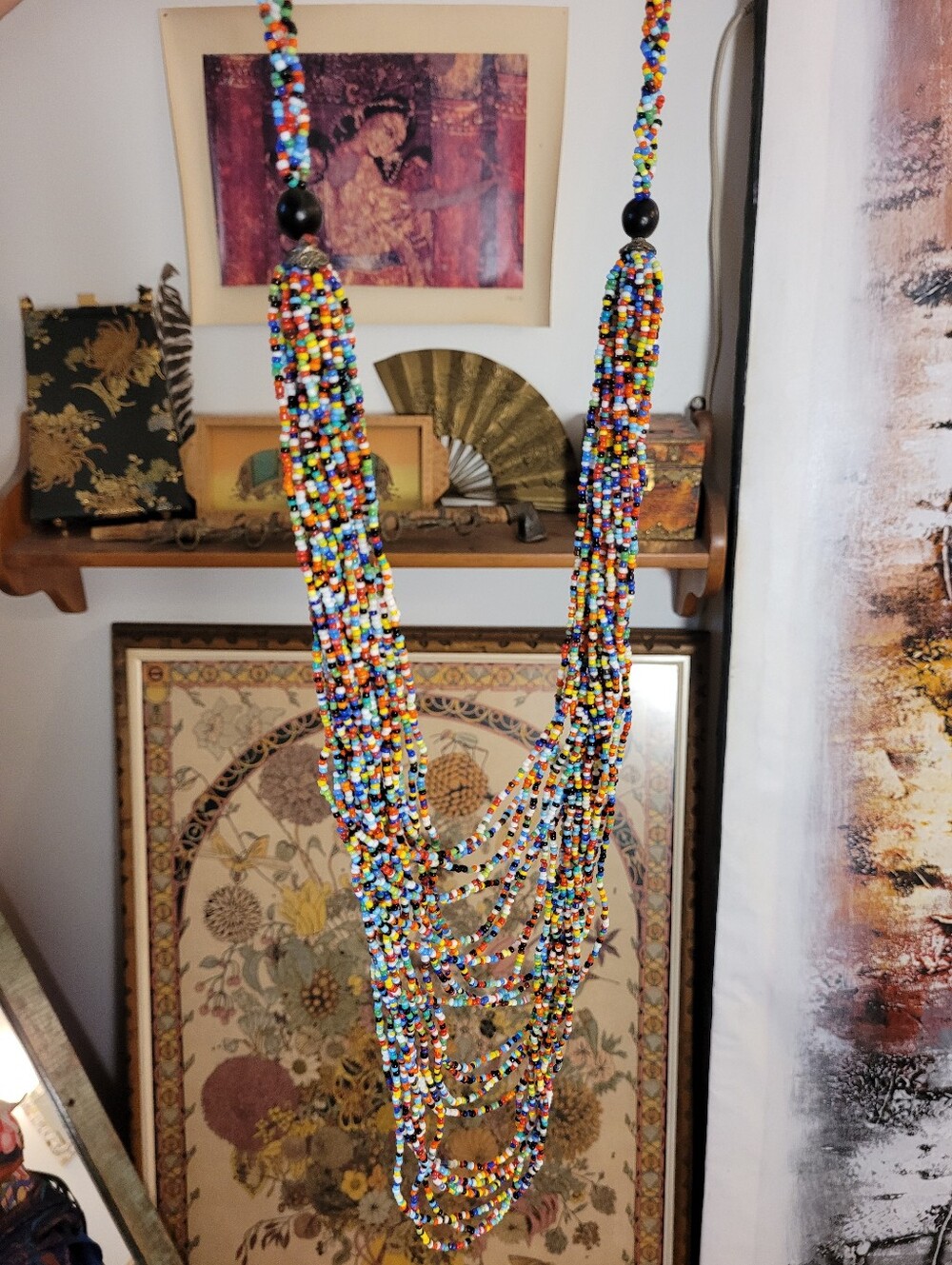 Handcrafted Multicolor Seed Bead Multi-Strand Necklace Made In Colombia - 22"